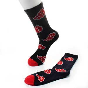 Nouveau Anime Uzumaki Naruto Ninja Cosplay chaussettes Akatsuki rouge nuage Tube chaussettes haute qualité coton chaussettes pour hommes femmes Fans cadeaux