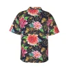 chemise hawaïenne de style baroque pour hommes, vacances, fleurs de dahlia imprimées, chemises décontractées, manches courtes, streetwear, chemisiers surdimensionnés graphiques