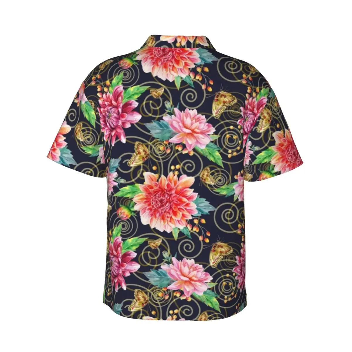 chemise hawaïenne de style baroque pour hommes, vacances, fleurs de dahlia imprimées, chemises décontractées, manches courtes, streetwear, chemisiers surdimensionnés graphiques chemise hawaïenne de style baroque pour hommes, vacances, fleurs de dahlia imprimées, chemises décontractées, manches courtes, streetwear, chemisiers surdimensionnés graphiques