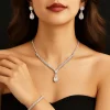 ensemble de bijoux de mariée de luxe vintage, élégant et exquis, collier et boucles d'oreilles, tempérament, zircon, strass, bracelet de mariage