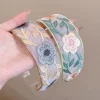 bandeau à fleurs brodé rétro pour femmes, tissu à fleurs de haute qualité, bord large avec dents, bandeau à la mode