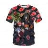 kakashi t shirt à manches courtes pour hommes, impression 3d naraa, sasuke, anime respzed, garçons, filles, vêtements pour hommes