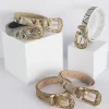 ceinture en peau de serpent avec broche sculptée européenne et américaine pour femme, motif à la mode et polyvalent, haut de gamme