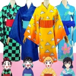 Kimet-su No Yaiba saison 2 Agatsuma Zenitsu Kimono Anime Cosplay Costume Kamado Tanjirou Hashibira Inosuke robe Kimono imprimée Kimet-su No Yaiba saison 2 Agatsuma Zenitsu Kimono Anime Cosplay Costume Kamado Tanjirou Hashibira Inosuke robe Kimono imprimée