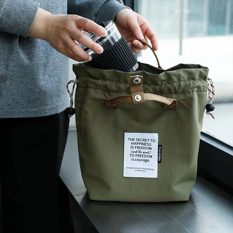 sac à déjeuner japonais coréen en toile de coton, sac à main à cordon de serrage, portable, isolé thermiquement, pique nique, stockage des aliments, boîte à bento, fourre tout sac à déjeuner japonais coréen en toile de coton, sac à main à cordon de serrage, portable, isolé thermiquement, pique nique, stockage des aliments, boîte à bento, fourre tout