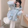 kosahiki japonais kawaii bouton tricoté cardigan femmes bleu kardigan damski harajuku mignon fille pull à capuche vestes y2k manteau