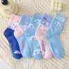 hellokitty cannelle kuromi filles chaussettes coréen printemps et été dessin animé étudiant respirant maille mi doux coton longueur chaussettes