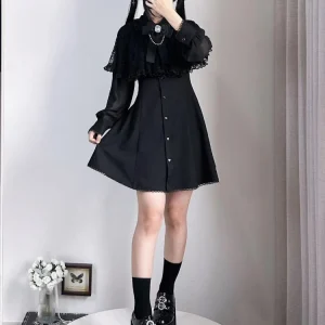 Robe Japonaise Kawaii en Dentelle avec Nministériels d pour Femme, Esthétique, Mode, Slim, Harajuku, Streetwear, Grunge, Doux, Chic, Éducatif, Y2k Robe Japonaise Kawaii en Dentelle avec Nministériels d pour Femme, Esthétique, Mode, Slim, Harajuku, Streetwear, Grunge, Doux, Chic, Éducatif, Y2k