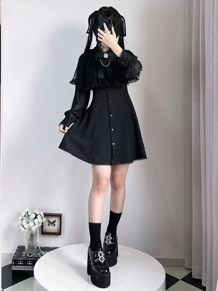 Robe Japonaise Kawaii en Dentelle avec Nministériels d pour Femme, Esthétique, Mode, Slim, Harajuku, Streetwear, Grunge, Doux, Chic, Éducatif, Y2k Robe Japonaise Kawaii en Dentelle avec Nministériels d pour Femme, Esthétique, Mode, Slim, Harajuku, Streetwear, Grunge, Doux, Chic, Éducatif, Y2k