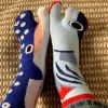 1/5 paires de chaussettes à motif d'anguille à bout fendu pour femmes et hommes, couvre pieds de dessin animé, bas à mi tube d'aquarium abstrait drôle