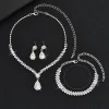 Ensemble de bijoux de mariée de luxe Vintage, élégant et exquis, collier et boucles d&rsquo;oreilles, tempérament, Zircon, strass, Bracelet de mariage