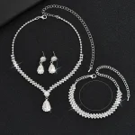 Ensemble de bijoux de mariée de luxe Vintage, élégant et exquis, collier et boucles d&rsquo;oreilles, tempérament, Zircon, strass, Bracelet de mariage