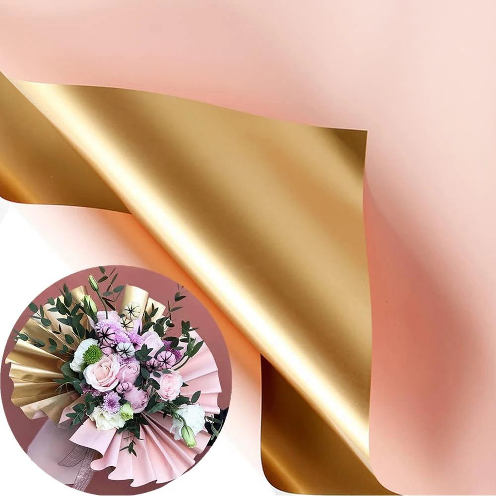 Papier d’emballage de fleurs dorées Double face, Bouquet de fleuriste de Style coréen, papier imperméable, emballage cadeau, décorations DIY pour mariage et anniversaire Papier d’emballage de fleurs dorées Double face, Bouquet de fleuriste de Style coréen, papier imperméable, emballage cadeau, décorations DIY pour mariage et anniversaire