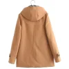 manteau à capuche de style preppy japonais pour femme, uniforme kahaki/marine jk, longueur moyenne, avec bouton en corne, sourire, coréen, automne hiver