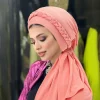 hijabs musulmans de couleur unie pour femmes, foulard, turban, chapeau tressé, couverture de cheveux, accessoire tendance, bandeau pour femmes