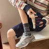 chaussettes pour femmes japonais rétro décontracté rayures contrastées harajuku polyvalent mode mi tube chaussettes confortables pur coton chaussettes