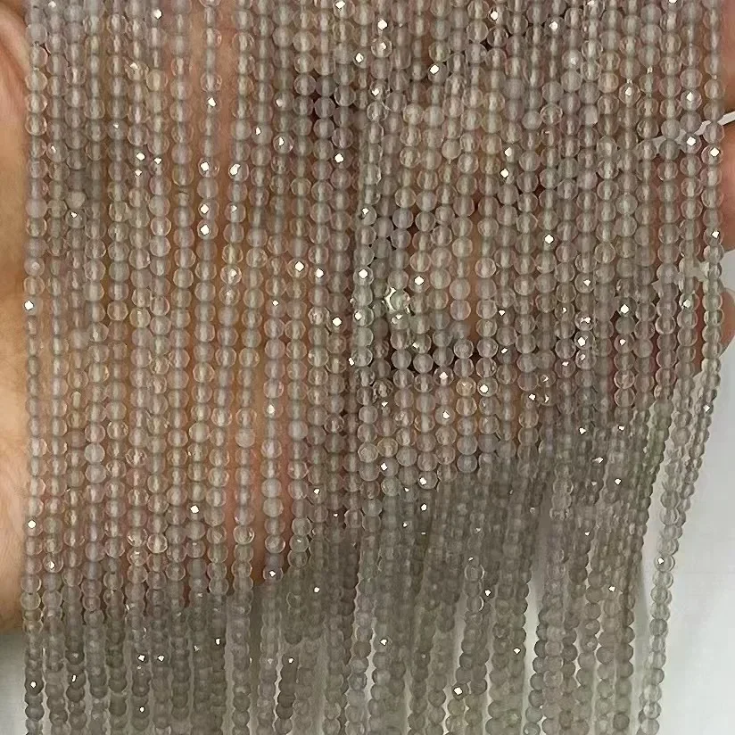 perles rondes en agate grise naturelle pour femmes, perles amples, fabrication de bijoux, bracelet et collier, 38cm, fabricant, vente en gros perles rondes en agate grise naturelle pour femmes, perles amples, fabrication de bijoux, bracelet et collier, 38cm, fabricant, vente en gros