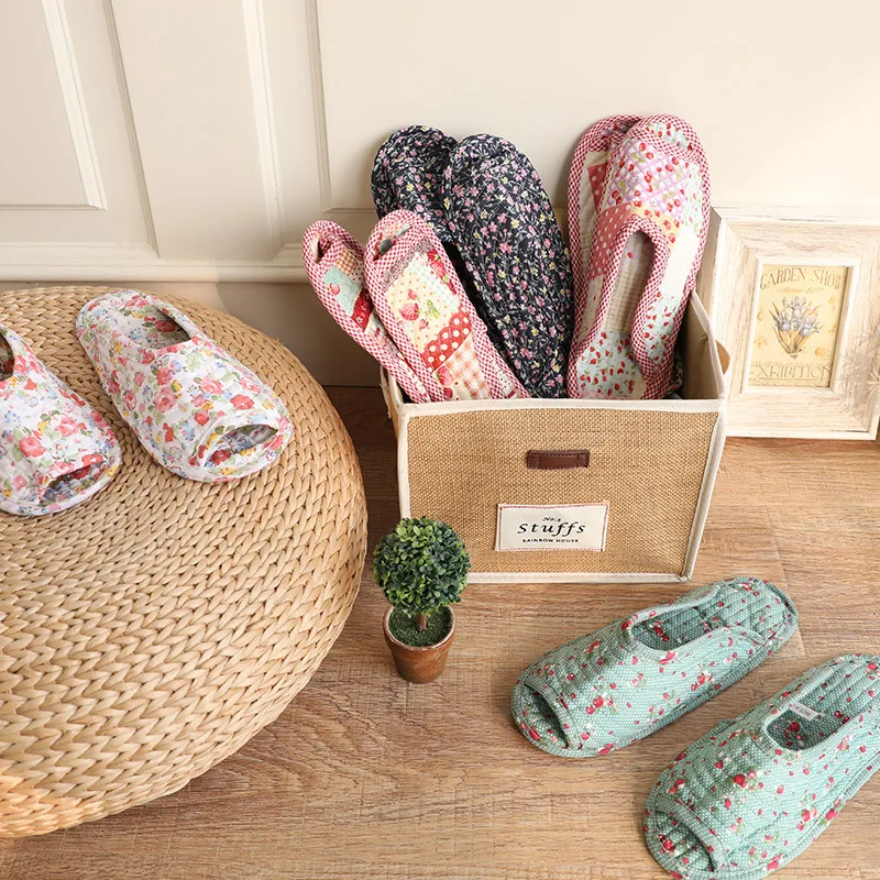 pantoufles en coton à l'offre elles souples pour femmes et filles, pantoufles d'intérieur de maison, pastorales, florales, confortables, chaudes, neuves pantoufles en coton à l'offre elles souples pour femmes et filles, pantoufles d'intérieur de maison, pastorales, florales, confortables, chaudes, neuves