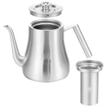 Théière en acier inoxydable 2L avec infuseur amovible, bouilloire épaisse de grande capacité, service à thé, Induction de gaz, Camping à domicile Théière en acier inoxydable 2L avec infuseur amovible, bouilloire épaisse de grande capacité, service à thé, Induction de gaz, Camping à domicile