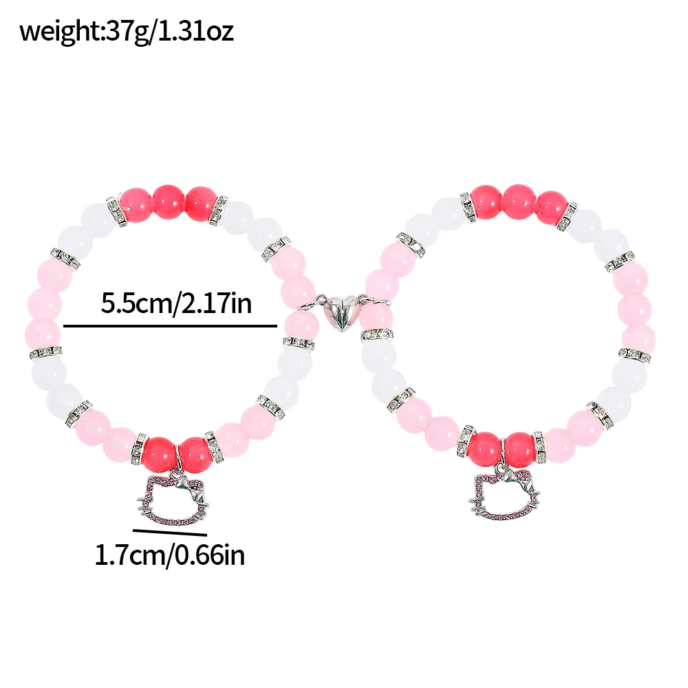 hello kitty correspondant coeur rose perlé couple accessoires kawaii magnétique bff ensemble cadeau de saint valentin pour elle hello kitty correspondant coeur rose perlé couple accessoires kawaii magnétique bff ensemble cadeau de saint valentin pour elle
