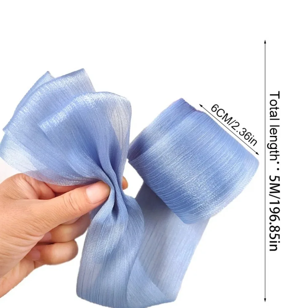 nouveau ruban en mousseline de soie plissée de 5m, 6cm de large, ruban à nœud pour bricolage, fil de tulle, bouquet de coiffure nouveau ruban en mousseline de soie plissée de 5m, 6cm de large, ruban à nœud pour bricolage, fil de tulle, bouquet de coiffure