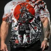 harajuku samouraï t shirt pour hommes 2025 nouvelle mode décontracté hommes t shirt à manches courtes été anime japonais 3d imprimé y2k hauts