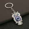 couleur argent bleu profond hibou animal femmes sac accessoires religieux mauvais œil porte clés pendentif voiture clé et porte clés