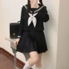 uniformes scolaires japonais style étudiant filles bleu marine, costume femmes sexy noir jk, longue robe trempée marin chemisier jupe plissée