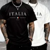Coton hommes T-shirt impression décontracté à manches courtes quotidien polyvalent t-shirts Sports de plein air Jogging vêtements doux noir blanc T-shirt