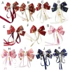Épingle à cheveux à nœud rouge avec glands, décor de renard, long ruban, style célébration du nouvel an chinois, pince à cheveux avec nœud de dessin animé, accessoire pour cheveux