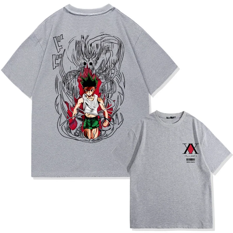 anime japonais chasseur à temps plein 100% coton t shirt à manches courtes hommes et femmes marque de mode d'été haut à manches courtes anime japonais chasseur à temps plein 100% coton t shirt à manches courtes hommes et femmes marque de mode d'été haut à manches courtes