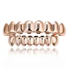 hip hop dents supérieures plaquées or 18 carats pour hommes et femmes, 8 dents inférieures, accessoires de bijoux de fête, accolades en or véritable