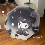 Sanrio Kawaii Kuromi Parasol entièrement automatique Parasol My Melody Anime dessin animé doux exquis manuel pliable parapluies