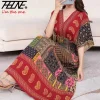 robe longue en ulstyle bohème pour femmes, vêtement décontracté, élégant, rétro, bohème, col en v, imprimé coréen, été