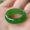 bague en jade hetian vert naturel, amulette en jadéite chinoise, bijoux de charme à la mode, artisanat sculpté à la main, cadeaux pour femmes et hommes