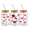 sanurgente hello kitty kuromi disney design uv dtf sticker, 16oz cup glass round transfer sticker, label diy logo auto adhésif