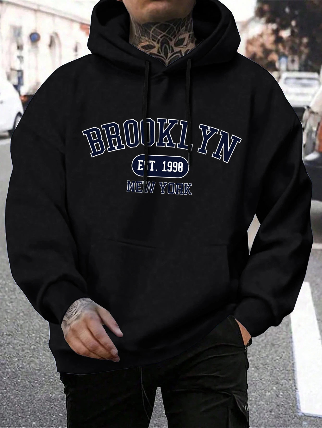 hommes sweats à capuche harajuku col rond à capuche mode surdimensionné à capuche automne confortable survêtement brooklyn est 1998 new york impression hommes sweats à capuche harajuku col rond à capuche mode surdimensionné à capuche automne confortable survêtement brooklyn est 1998 new york impression