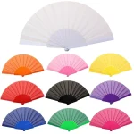 Ventilateur à main pliant portable en plastique uni, ventilateur à main en tissu élégant chinois, gril pour mariages, fête de voyage, phtalcosplay Ventilateur à main pliant portable en plastique uni, ventilateur à main en tissu élégant chinois, gril pour mariages, fête de voyage, phtalcosplay