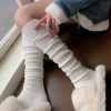femmes chaussettes longues cachemire femmes botte solide laine cuisse bas maigre décontracté coton sur genou haut moelleux femme longue chaussette