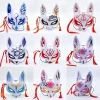 masques de renard japonais cosplay peints à la main masques de chat à demi visage fleur de cerisier mascarade festival fête accessoires cosplay