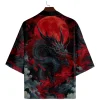 kimono japonais pour hommes et femmes, chemise imprimée dragon démon, vêtements cardigan harajuku pour hommes et femmes, kimono traditionnel haori
