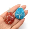 pierre naturelle arbre de vie motif dragon agate pendentif coloré 30x48mm fabrication de bijoux collier à faire soi même boucles d'oreilles accessoires cadeau
