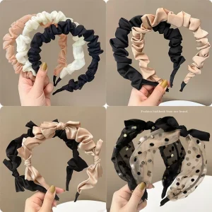 Bandeaux coréens pour femmes et filles, accessoires pour cheveux, couleur bonbon, nœud papillon plissé, styliste de mode, 2021