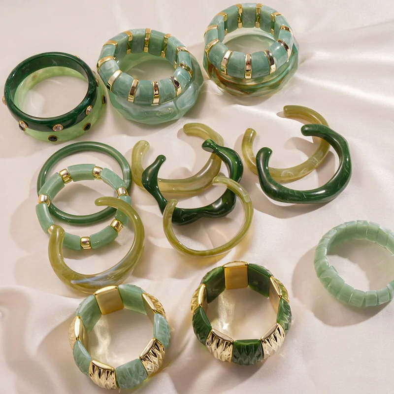 bohomia – bracelet géométrique irrégulier en acrylique vert pour femmes, plusieurs styles, bijoux empilables en résine bohomia – bracelet géométrique irrégulier en acrylique vert pour femmes, plusieurs styles, bijoux empilables en résine