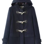 Manteau à Capuche de Style Preppy Japonais pour Femme, Uniforme Kahaki/Marine JK, Longueur Moyenne, avec Bouton en Corne, Sourire, Coréen, Automne Hiver