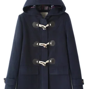 Manteau à Capuche de Style Preppy Japonais pour Femme, Uniforme Kahaki/Marine JK, Longueur Moyenne, avec Bouton en Corne, Sourire, Coréen, Automne Hiver