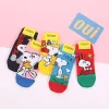 5 paires de chaussettes snoopy ensembles femmes rétro polyester coton tube bas femmes chaussettes respirant style japonais décontracté coton chaussette courte