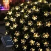Guirlande lumineuse LED en fleurs de cerisier, guirlande lumineuse d&rsquo;extérieur à énergie solaire, pour jardin de fleurs, décoration de pelouse de noël et d&rsquo;halloween