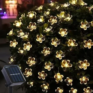 Guirlande lumineuse LED en fleurs de cerisier, guirlande lumineuse d&rsquo;extérieur à énergie solaire, pour jardin de fleurs, décoration de pelouse de noël et d&rsquo;halloween