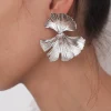 boucles d'oreilles bohème géométrique couleur or ginkgo biloba en forme de feuille pour femmes, accessoires de bijoux d'oreille punk